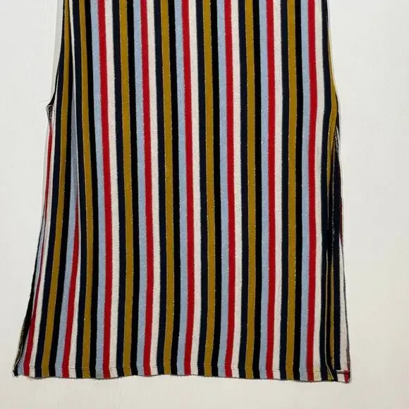 Zara Collection Midi Dress Womens Large Multicolor Metallic Striped Short Sleeve - Picture 4 of 8